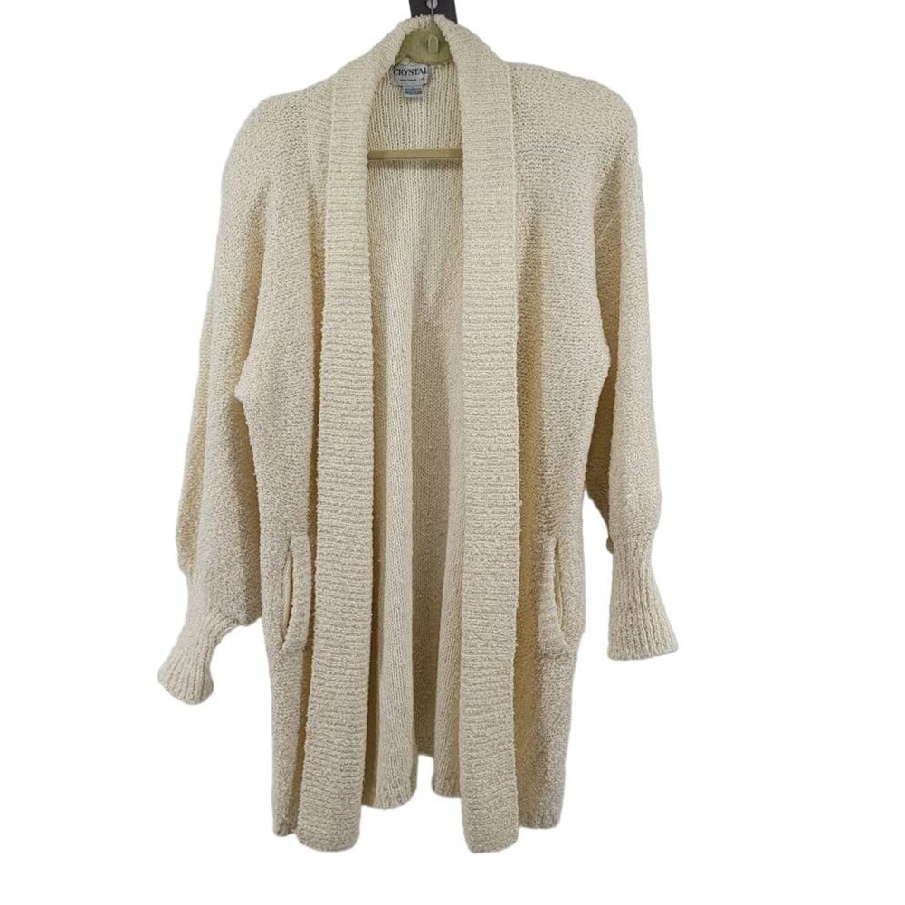 Crystal Sportswear Vintage Oversized Balloon‎ Sleeved Cardigan Large White